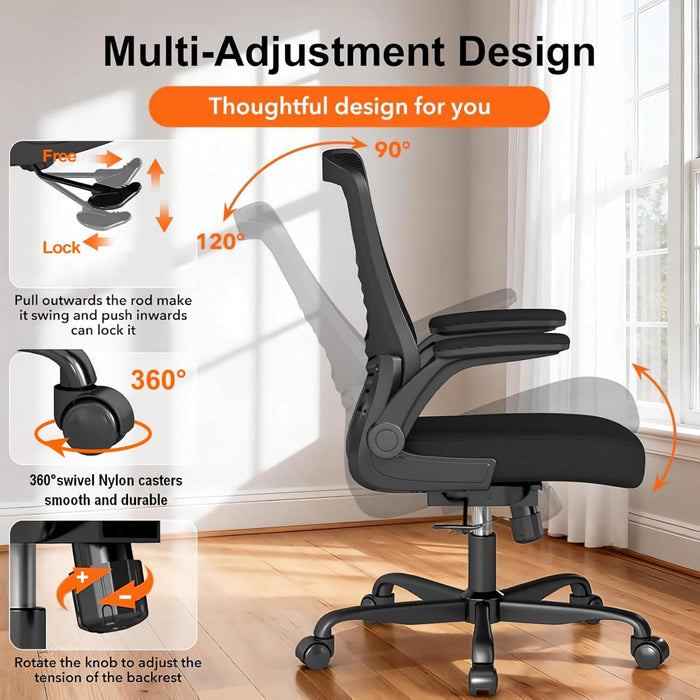 Ergonomic Office Chair, Comfy Mesh Desk Chair with Flip-Up Armrests