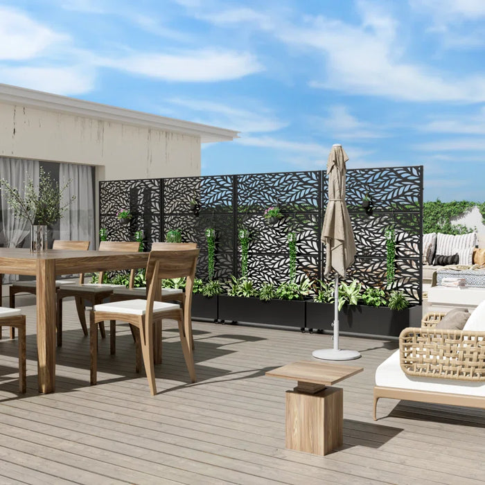 Metal Planter Box with Trellis with Wheels