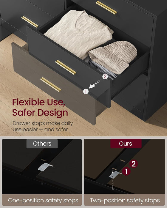 6-Drawer Dresser, Chest of Drawers, 46.9 X 15.8 X 30.7 Inches