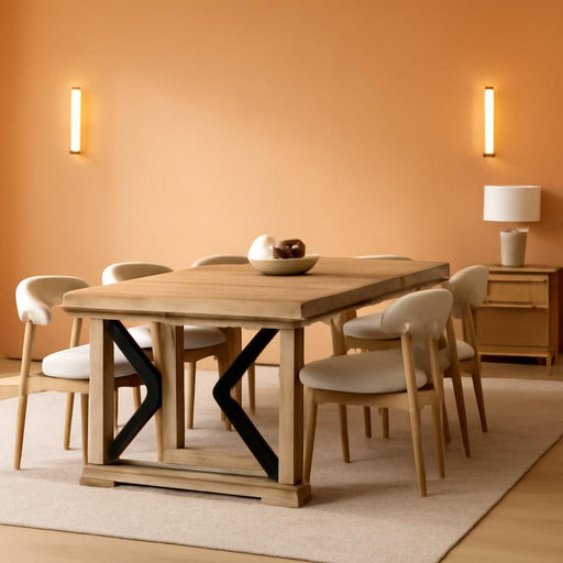 70.87" Rectangular Dining Table for 6-8 People, Farmhouse Wooden Kitchen Dinner Table with Strong Base for Dining Room, Kitchen, Living Room, Brown