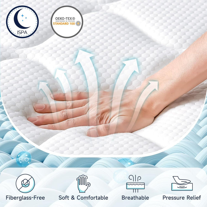 Queen Mattress 10 Inch, Upgrade Strengthen Queen Size Hybrid Mattresses in a Box, Memory Foam Queen Mattress Made of Individually Pocketed Springs for Support and Pressure Relief, Medium Firm