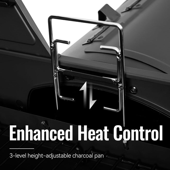 2-Burner Gas and Charcoal Combo Grill with Offset Smoker & Side Burner, 34,000 BTU Dual Fuel Grill, 1020 Sq. In. Cooking Area, Ideal for Outdoor Cooking, Black, ZH3005Y-SC