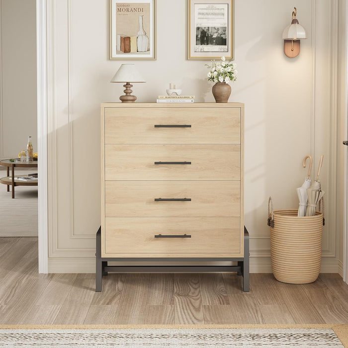 4 Dresser for Bedroom, 38.6 in Tall Dresser, Tall Drawer with Storage Freestanding, Wooden Closet Storage Chest for Living Room, Bedroom, Entryway, Natural Oak