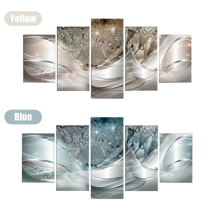 Abstract Wall Art Painting - 5 Pieces Wall Art Canvas - Flowing Water Droplets Abstract Flower Wall-Art Canvas Background Canvas Paintings Ready to Hang for Home Decorations Wall Decor