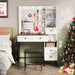 Farmhouse Makeup Vanity Desk With Illuminated Mirror