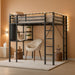 Loft Bed with Desk, Metal Loft Bed Twin Size with 2 Built-In Ladders, with Safety Guard,Space-Saving Bed Frame, Noise Free for Small Bedroom, Black (Twin Size)