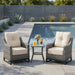 3 Pack Patio Furniture Set with 6" Thick Cushions,  Rattan Wicker Patio Set with Two Outdoor Chairs and Table, High Back Rattan Chair with Comfy Cushions for for Porch, Garden Poolside Balcon