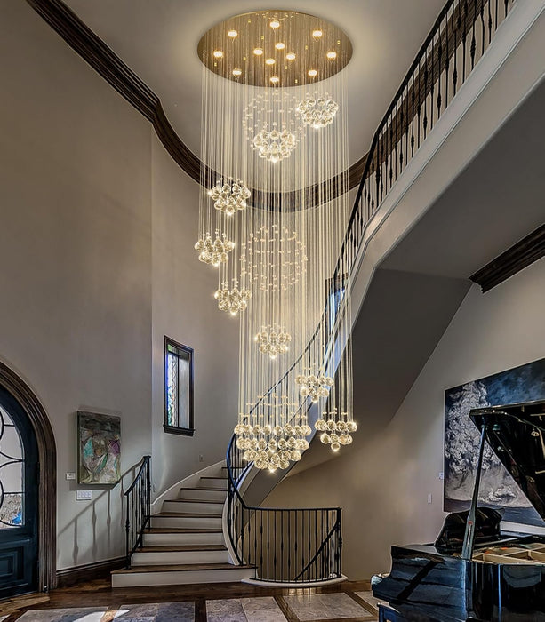 D32 X H100 Modern Large Chandelier for Foyer Glam Chandelier Raindrop Crystal Chandeliers LED Dimmable High Ceiling Light Fixtures for Staircaes Hallway Entryway Gold