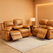 Bonded Leather Living Room Furniture Set Reclining Sofa Set Loveseat Furniture Sets in Living Room Sofa Recliners (Sofa+Loveseat, Ginger)