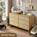 6 Drawer Rattan Dresser for Bedroom 55" Wide Chest of Drawers