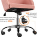 Comfy Desk Chair Cute Office Chair Pink Velvet Desk Chair Makeup Chair Vanity Chair with Back, Modern Swivel Computer Chair Accent Chair for Bedroom