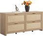 60.8 Inch Dresser CaramelOakFinish Storage Drawers
