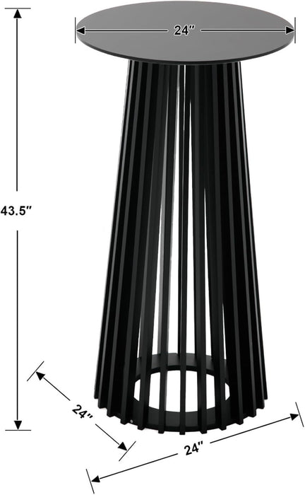 Modern Pub Table round Bar Height Cocktail Table Wood Window Table 24-Inch Top, 43.5-Inch Height, Black