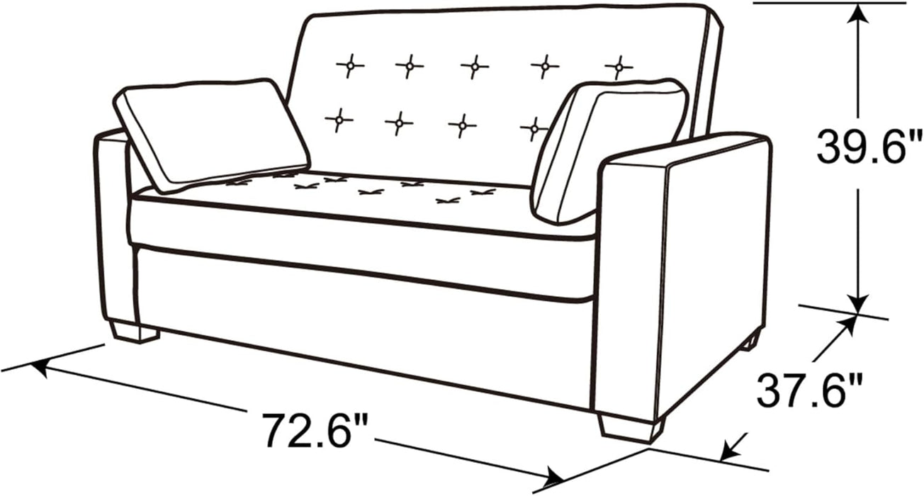 Modern Gray Queen-Size Convertible Loveseat