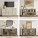 61.7" 4-Door Buffet Sideboard Cabinet Living Room, Grey White Oak