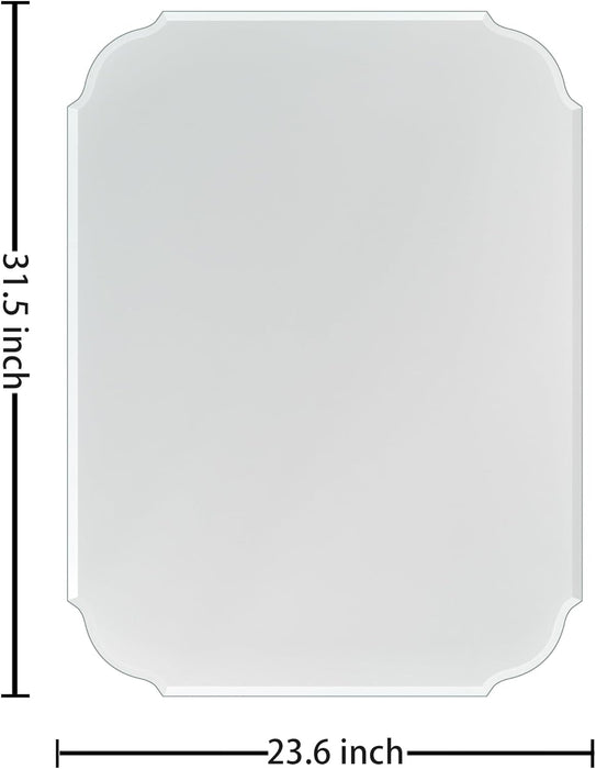 Silver Wall Mirror-Beveled Edge Frameless Mirror for Bathroom, Vanity, Bedroom, Rectangle Mirrors （32X24Inch）