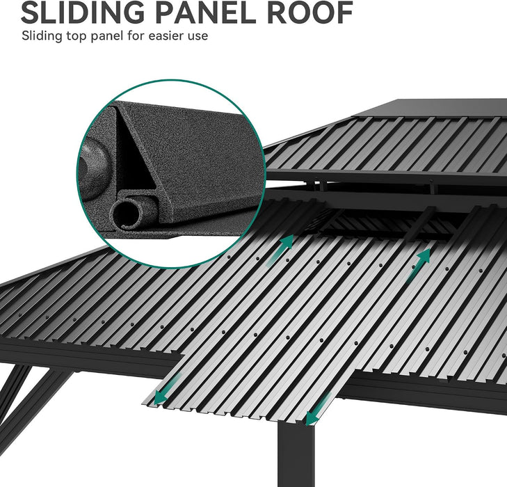 12x14 Ft Gazebo UVResistantCoating Galvanized Steel Outdoor