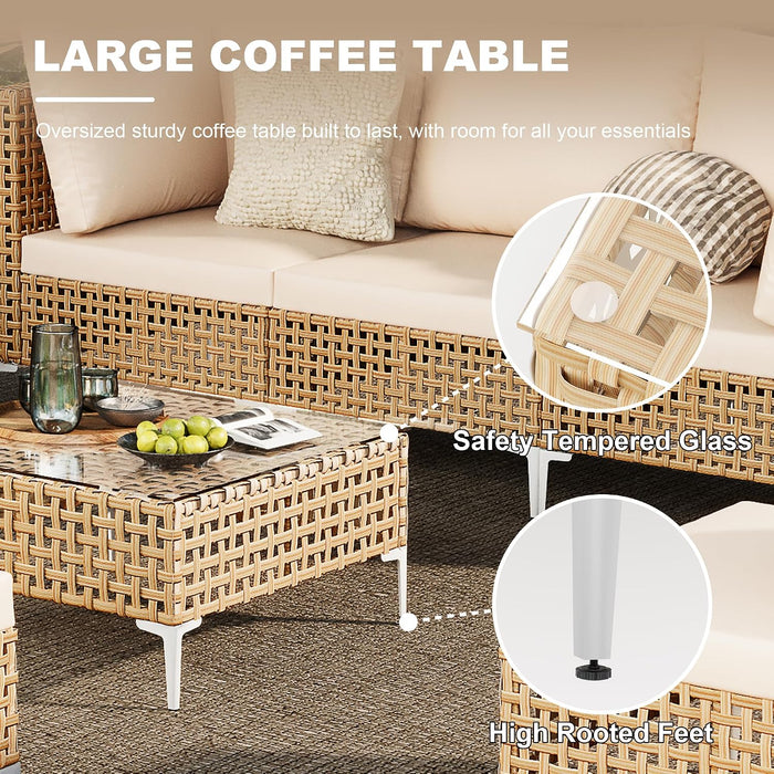 Boho Outdoor Patio Furniture Set with Non-Slip Cushions - 7 Piece