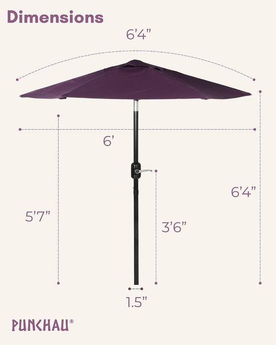 6 Ft Outdoor Patio Umbrella - Dark Purple Market Umbrella, Easy