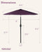 6 Ft Outdoor Patio Umbrella - Dark Purple Market Umbrella, Easy