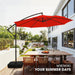 10Ft Patio Umbrella with Base Included, Outdoor Offset Cantilever Umbrella, Infinite Tilt, Crank and Cross Base, Orange Red