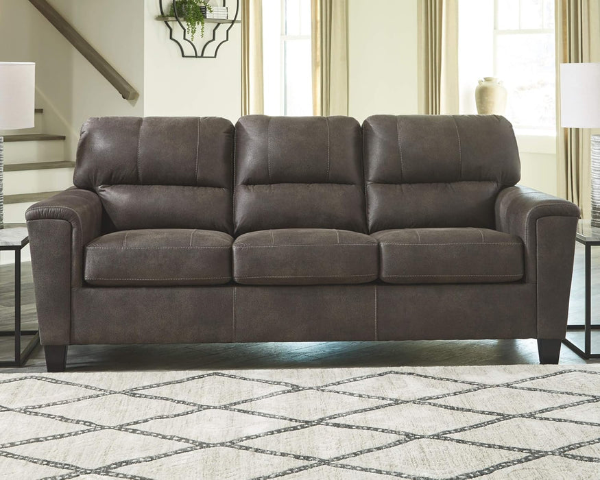 Queen Faux Leather Contemporary Sleeper Couch Gray