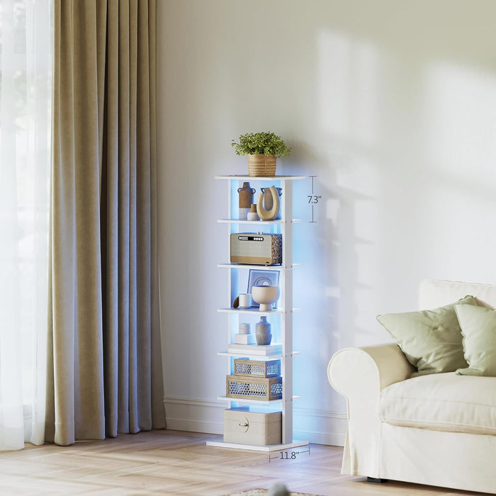 FortySevenInch White LED Bookcase With Ambient Lights