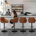 Yaheetech Bar Stools Set of 4, Adjustable Swivel PU Leather, Retro Brown | Counter Height Barstools with Padded Backrest & Armrests, 300 Lb Weight Capacity, Easy Assembly, Home Kitchen, Dining Room