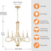 Gold Five Light Chandelier Fixture Crystal Accents