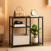 Narrow Console Table with Storage Basket, 29.5" Small Entryway Table with 3-Tier Storage Shelves, behind Couch Sofa Table, Hallway Table for Living Room, Black and Beige BB60XG01