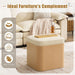 Square Ottoman with Storage, Small Pouf Ottoman Cube Vanity Stool, Upholstered Foot Rest for Reading Room/Lounge, Modern Boho Storage Footstools Coffee Table for Living Room Couch, Beige