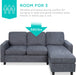 Blue/Gray Sectional Sofa with Chaise Lounge