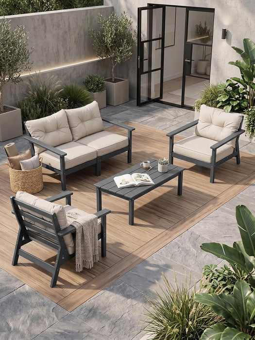 5 Seats HDPE Patio Conversation Sets, Outdoor Patio Furniture Set