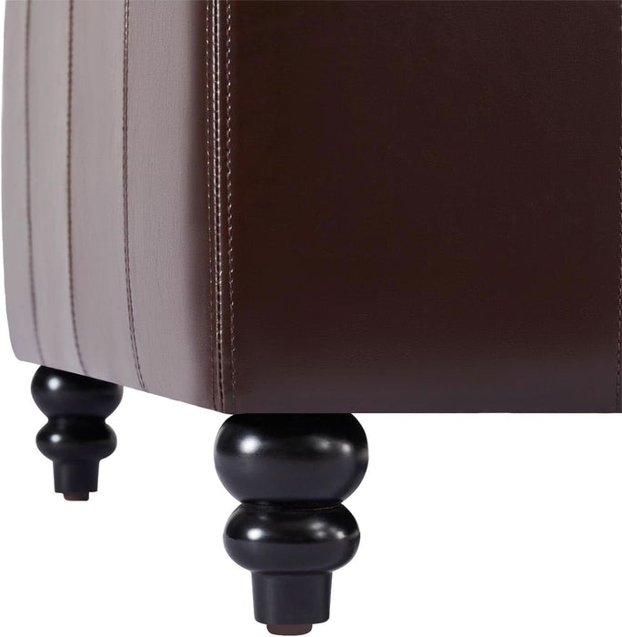 Square Leather Storage Ottoman,Ottoman Coffee Table with Storage for Living Room (Brown)