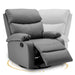 Manual Swivel Rocker Recliner, Genuine Leather Rocking Recliner Chair with Soft Arms and Back, Single Sofa Recliners, Small Reclining Chairs for Living Room, Nursery - Dark Grey