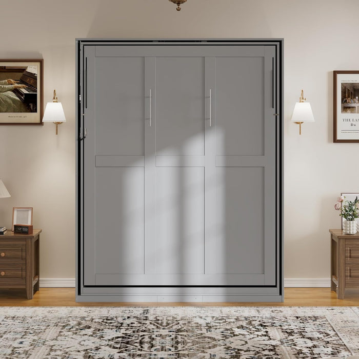 Queen Murphy Wall Bed With HiddenRotatingStorageUnit