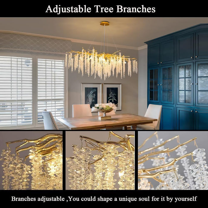 Golden Tree Branch CrystalChandelier 13 Light Pendant