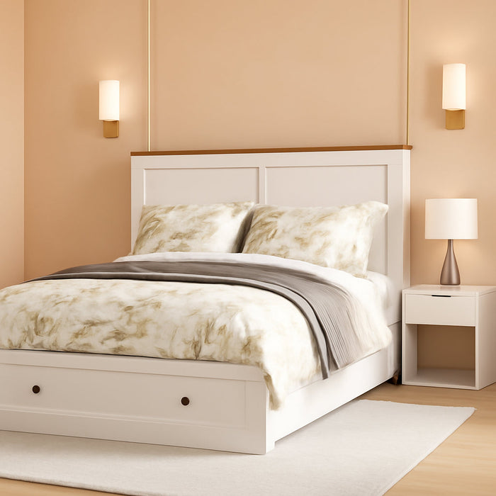 Queen Murphy Bed Included Mattress：Wood Murphy Bed Cabinet with USB Charging Station and Large Storage Drawer for Bedrooms/Guest Rooms/Apartments, White-1