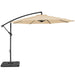 10Ft Heavy Duty Patio Hanging Offset Cantilever Patio Umbrella W/ 4-Piece Base Included Included, Beige