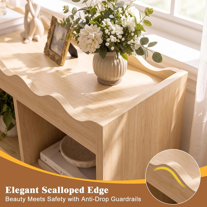 Scalloped 6 Cube Storage Organizer, 3-Tier Short Cube Bookshelf 46"