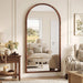 76"X41" Arched Full Length Mirror with Slim Solid Wood Frame,Walnut