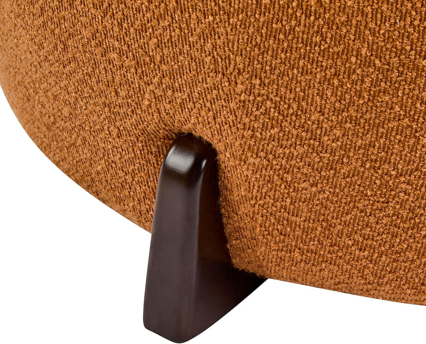Tatia Modern Bouce Upholstered Ottoman Coffee Table, Multi-Functional Sofa Footrest with Wooden Frame, Extra Seating for Living Room, Bedroom, Entryway, Brown+Pumpkin Orange