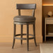 Alexander 31 Inch Tall Bar Height Rotating Low Back Barstool in Reclaimed Oak Finish with Ronan Stone Vegan Leather Seat