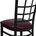 HERCULES Series Black Window Back Metal Restaurant Chair - Burgundy Vinyl Seat