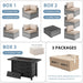 8 Piece Outdoor Patio Furniture Set with 43 Inch Propane Fire Pit, Washable Cushions, Glass Coffee Table, Waterproof Cover & CSA Certified for Backyard Poolside, Silver PE Rattan/Khaki