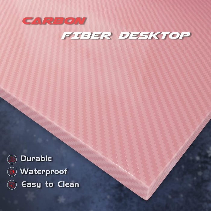 Pink L Shaped Gaming Desk Computer Corner PC Desk Table with Large Monitor Stand for Home Office Studying Writing Workstation, Gift for Girls and Women (Pink, 51 Inch)