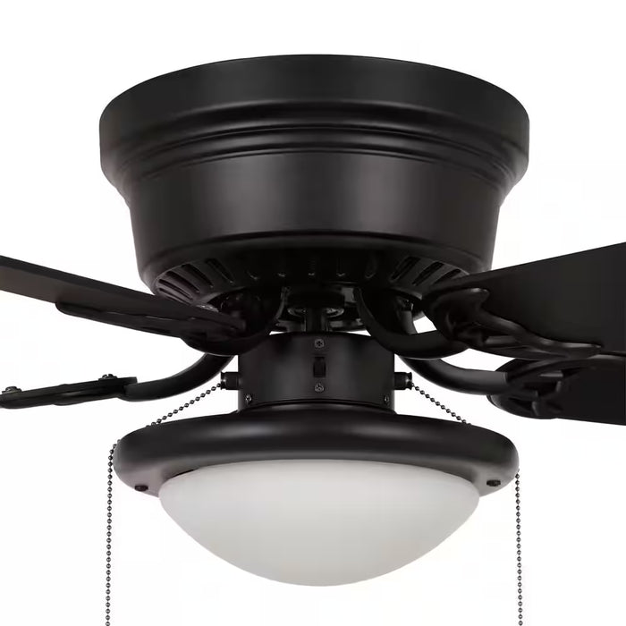 Hugger 52 In. LED Indoor Black Ceiling Fan with Light Kit