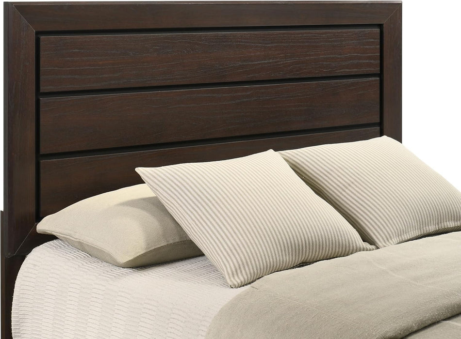 Home Furnishings - Kauffman - Wood - Queen Platform Bed with Horizontal Planked Headboard, 4 Drawers, and Side Storage - Bedroom - Dark Cocoa - 204390Q