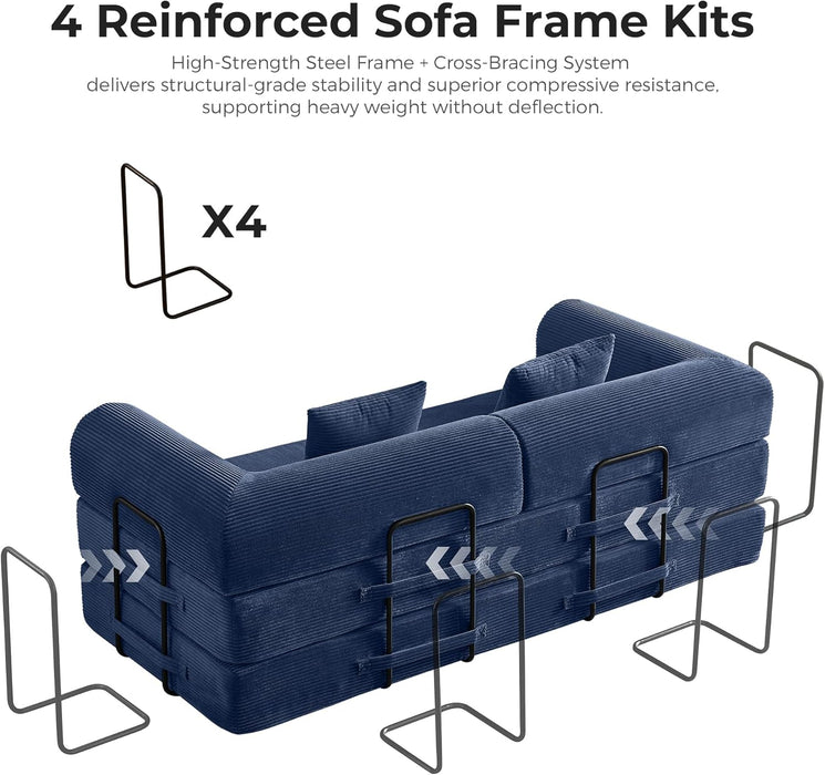 Five In One Transformable Upholstered Navy SofaBed