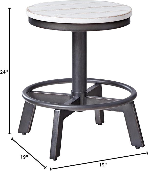 Torjin Industrial Adjustable Height Counter Barstool, 2 Count, White & Black